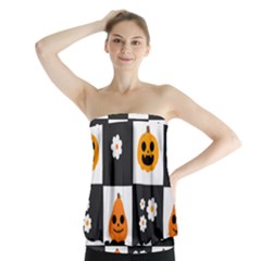 Seamless Halloween Pattern With Smiling Pumpkin 20240926 161714 0000 Strapless Top by Safari