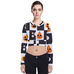 Seamless Halloween Pattern With Smiling Pumpkin 20240926 161714 0000 Long Sleeve Zip Up Bomber Jacket by Safari