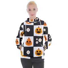 Seamless Halloween Pattern With Smiling Pumpkin 20240926 161714 0000 Women s Hooded Pullover