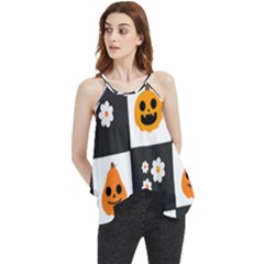 Seamless Halloween Pattern With Smiling Pumpkin 20240926 161714 0000 Flowy Camisole Tank Top by Safari