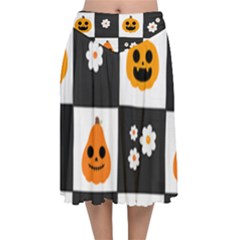 Seamless Halloween Pattern With Smiling Pumpkin 20240926 161714 0000 Velvet Flared Midi Skirt