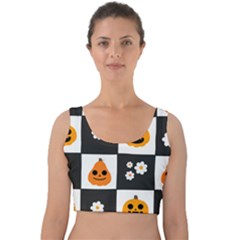 Seamless Halloween Pattern With Smiling Pumpkin 20240926 161714 0000 Velvet Crop Top by Safari