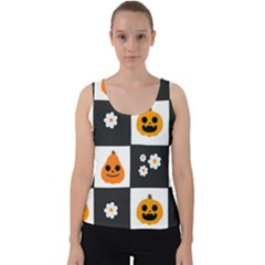 Seamless Halloween Pattern With Smiling Pumpkin 20240926 161714 0000 Velvet Tank Top by Safari