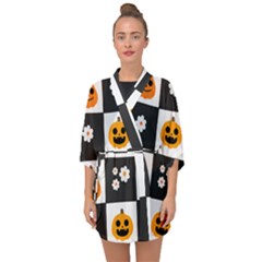 Seamless Halloween Pattern With Smiling Pumpkin 20240926 161714 0000 Half Sleeve Chiffon Kimono by Safari