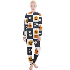 Seamless Halloween Pattern With Smiling Pumpkin 20240926 161714 0000 Women s Lounge Set by Safari