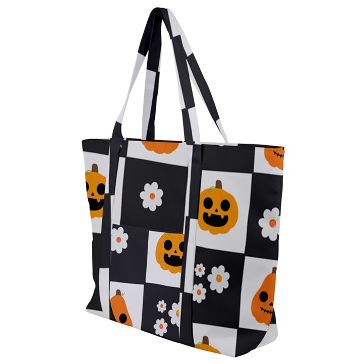 Seamless Halloween Pattern With Smiling Pumpkin 20240926 161714 0000 Zip Up Canvas Bag