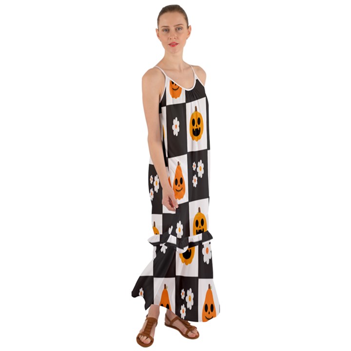 Seamless Halloween Pattern With Smiling Pumpkin 20240926 161714 0000 Cami Maxi Ruffle Chiffon Dress