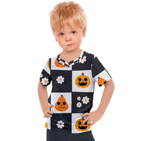 Seamless Halloween Pattern With Smiling Pumpkin 20240926 161714 0000 Kids  Sports T-shirt by Safari