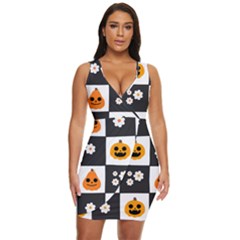 Seamless Halloween Pattern With Smiling Pumpkin 20240926 161714 0000 Draped Bodycon Dress by Safari