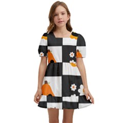 Seamless Halloween Pattern With Smiling Pumpkin 20240926 161714 0000 Kids  Short Sleeve Dolly Dress by Safari