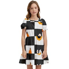 Seamless Halloween Pattern With Smiling Pumpkin 20240926 161714 0000 Kids  Puff Sleeved Dress by Safari