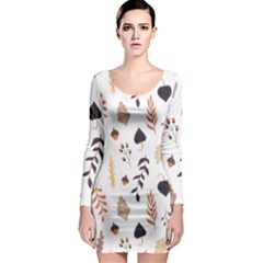 Autumn Seamless Leaves Pattern  Long Sleeve Bodycon Dress