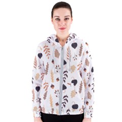 Autumn Seamless Leaves Pattern  Women s Zipper Hoodie