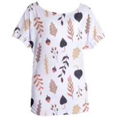 Autumn Seamless Leaves Pattern  Women s Oversized T-shirt