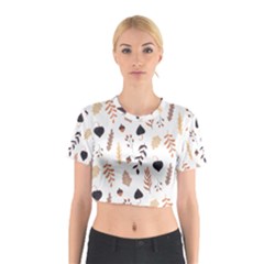 Autumn Seamless Leaves Pattern  Cotton Crop Top