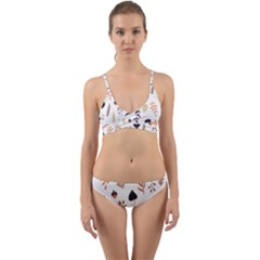 Autumn Seamless Leaves Pattern  Wrap Around Bikini Set