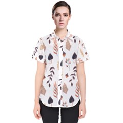 Autumn Seamless Leaves Pattern  Women s Short Sleeve Shirt