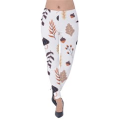 Autumn Seamless Leaves Pattern  Velvet Leggings