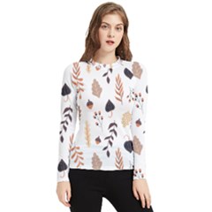 Autumn Seamless Leaves Pattern  Women s Long Sleeve Rash Guard