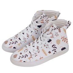 Autumn Seamless Leaves Pattern  Men s Hi-top Skate Sneakers