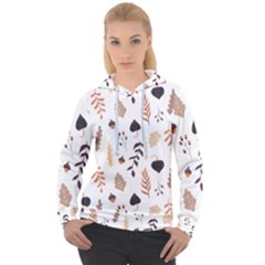 Autumn Seamless Leaves Pattern  Women s Overhead Hoodie