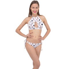 Autumn Seamless Leaves Pattern  Cross Front Halter Bikini Set