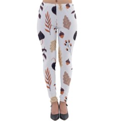 Autumn Seamless Leaves Pattern  Lightweight Velour Leggings