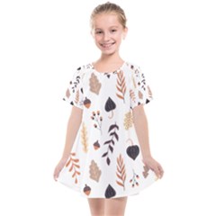 Autumn Seamless Leaves Pattern  Kids  Smock Dress by Safari