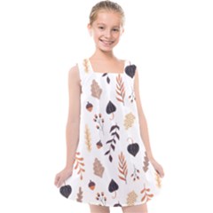 Autumn Seamless Leaves Pattern  Kids  Cross Back Dress