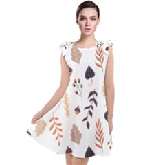 Autumn Seamless Leaves Pattern  Tie Up Tunic Dress