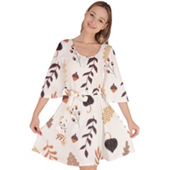 Autumn Seamless Leaves Pattern  Velour Kimono Dress