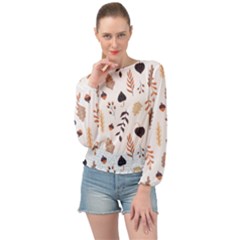 Autumn Seamless Leaves Pattern  Banded Bottom Chiffon Top