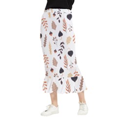 Autumn Seamless Leaves Pattern  Maxi Fishtail Chiffon Skirt