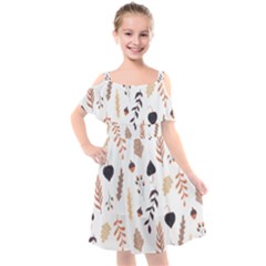 Autumn Seamless Leaves Pattern  Kids  Cut Out Shoulders Chiffon Dress by Safari