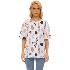 Autumn Seamless Leaves Pattern  Oversized Basic T-shirt by Safari