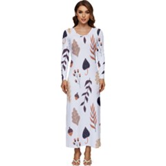 Autumn Seamless Leaves Pattern  Long Sleeve Longline Maxi Dress by Safari