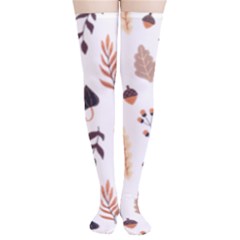 Autumn Seamless Leaves Pattern  Thigh High Stockings by Safari