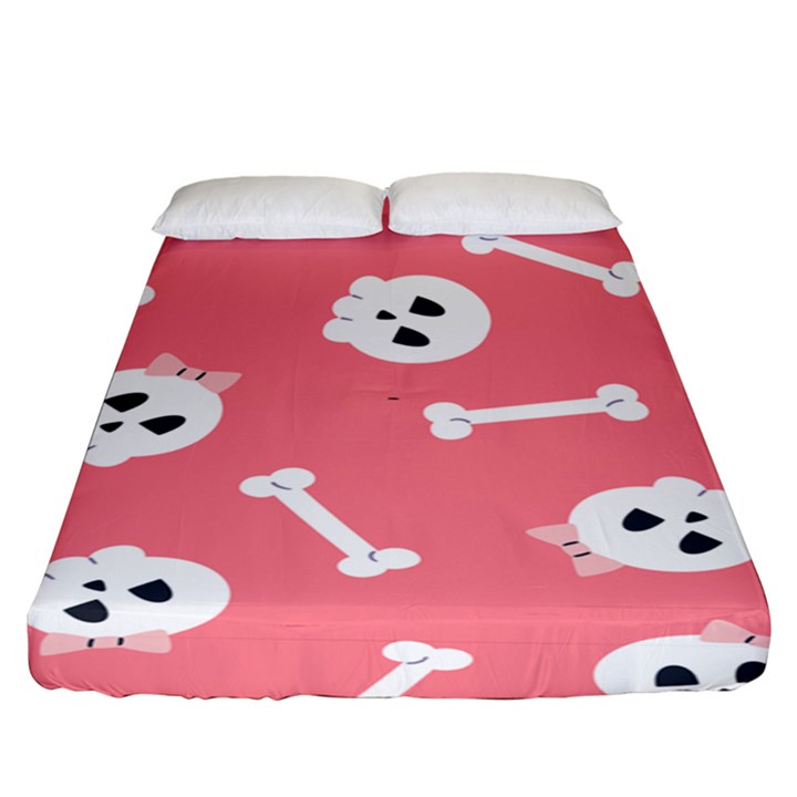 Halloween Pattern With Sculles And Bones 20240926 160927 0000 Fitted Sheet (King Size)