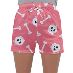 Halloween Pattern With Sculles And Bones 20240926 160927 0000 Sleepwear Shorts by Safari