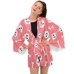 Halloween Pattern With Sculles And Bones 20240926 160927 0000 Long Sleeve Kimono