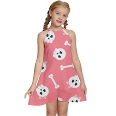 Halloween Pattern With Sculles And Bones 20240926 160927 0000 Kids  Halter Collar Waist Tie Chiffon Dress by Safari