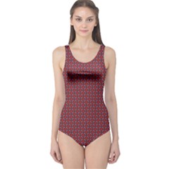 Brown Red Dot Pattern One Piece Swimsuit