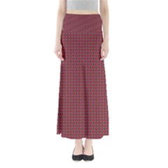 Brown Red Dot Pattern Full Length Maxi Skirt