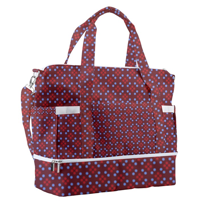 Brown Red Dot Pattern Sports Shoulder Bag with Shoes Compartment