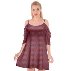 Brown Red Dot Pattern Cutout Spaghetti Strap Chiffon Dress by ytdream