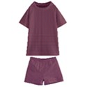 Brown Red Dot Pattern Kids  Swim T-Shirt and Shorts Set View1