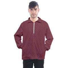 Brown Red Dot Pattern Men s Half Zip Pullover