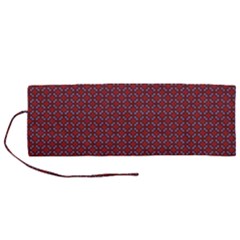 Brown Red Dot Pattern Roll Up Canvas Pencil Holder (m) by ytdream