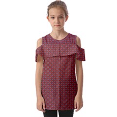 Brown Red Dot Pattern Fold Over Open Sleeve Top by ytdream