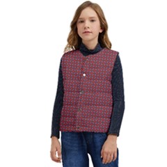 Brown Red Dot Pattern Kid s Button Up Puffer Vest	